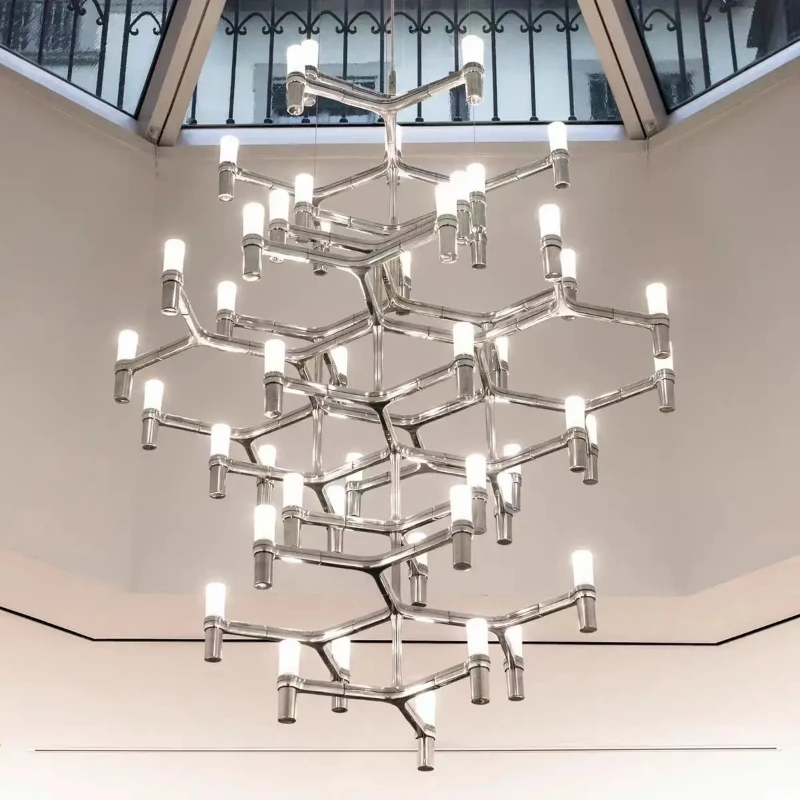 Crown Major Pendant lamp Nordic Tube chrome chandelier for Kitchen Hotel Living room Stairs Villa Luxury Designer Pendant light