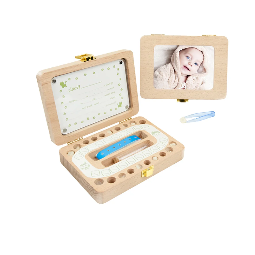 صندوق تجميع أسنان خشبية، زجاجة تخزين شعر الطفل، آمنة وسميكة من الخشب لحفظ أسنان الطفل، منظم تذكار لأسنان الحليب #6