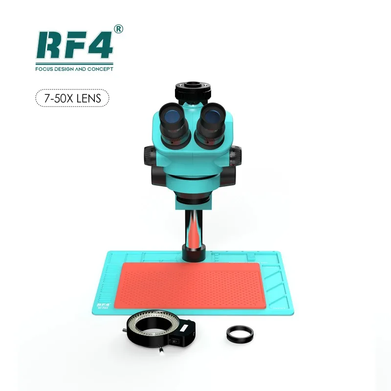 RF4 RF7050-PO4 7-50X Trinocular Optical Zoom Metal Large Base Professional Repair Tool Observation Jewelry Microscope