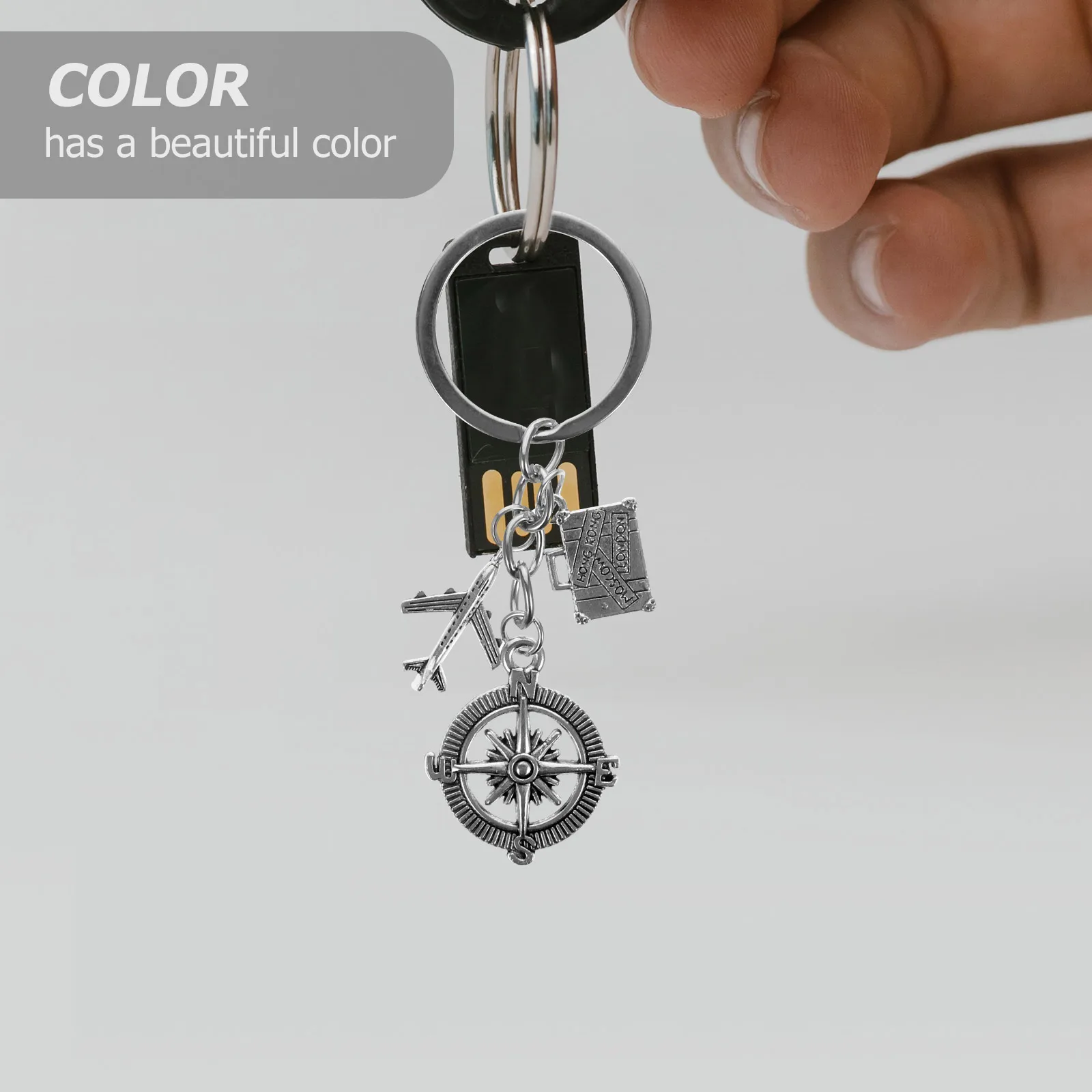 

Airplane Compass Keychain Shaped Pendants Alloy Keyholder Hanging Decor Metal Chains Men Bag nament 3# Sturdy Keychains