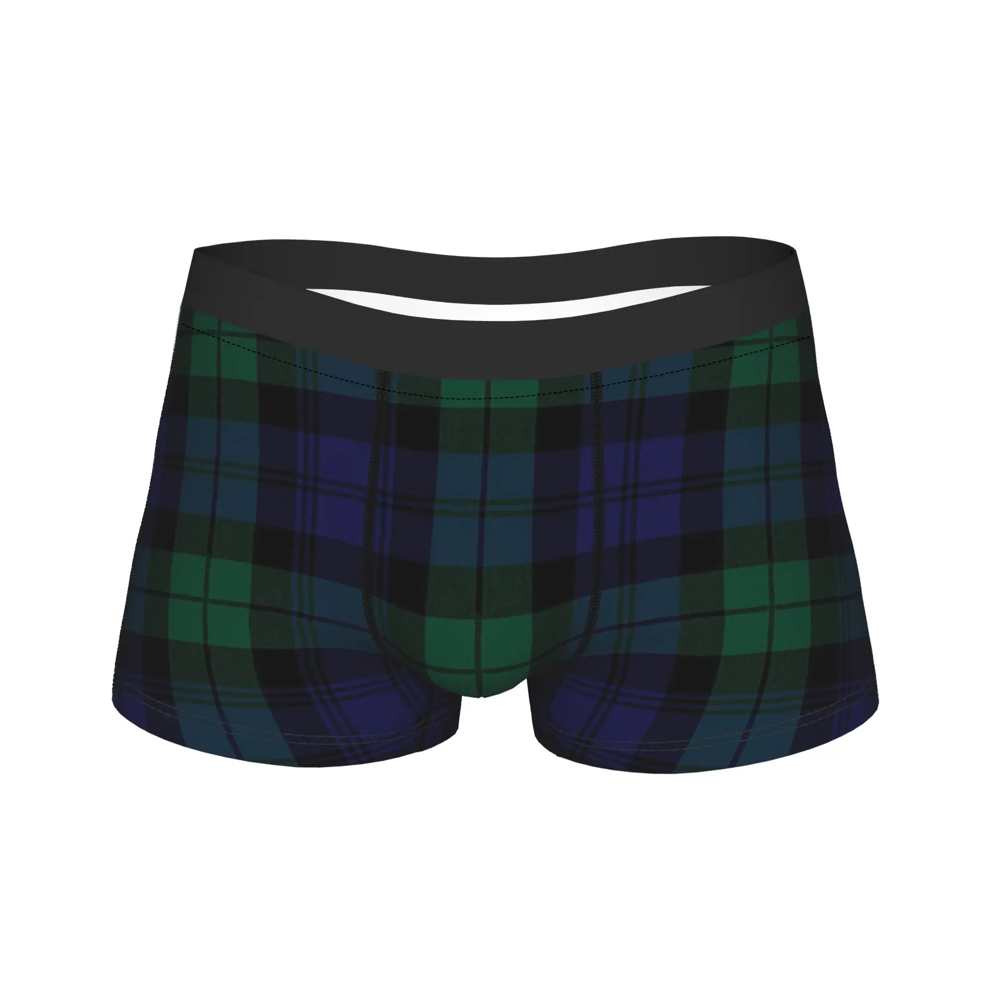 Men Modern Tartan Plaid Long Underwear  Hot Boxer Briefs Shorts Panties Male Mid Waist Underpants M-XXL
