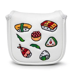 Golf Square Heel Shaft Mallet Putter Cover, Headcover, Cute Sushi Pattern, Magnetic Closure, Elegant Embroidery, Premium Leather