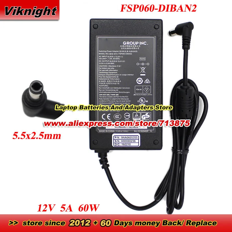 

Адаптер питания FSP060-DIBAN2 AC 12В 5А 60Вт, артикул 9NA0605355, с разъемом 5.5x2.5мм