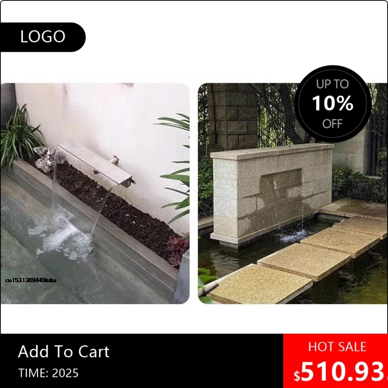 

080808Useful 60CM Stainless Steel Waterfall Water Wall Curtain Artificial Landscape Waterfall Outlet Waterfall Fount