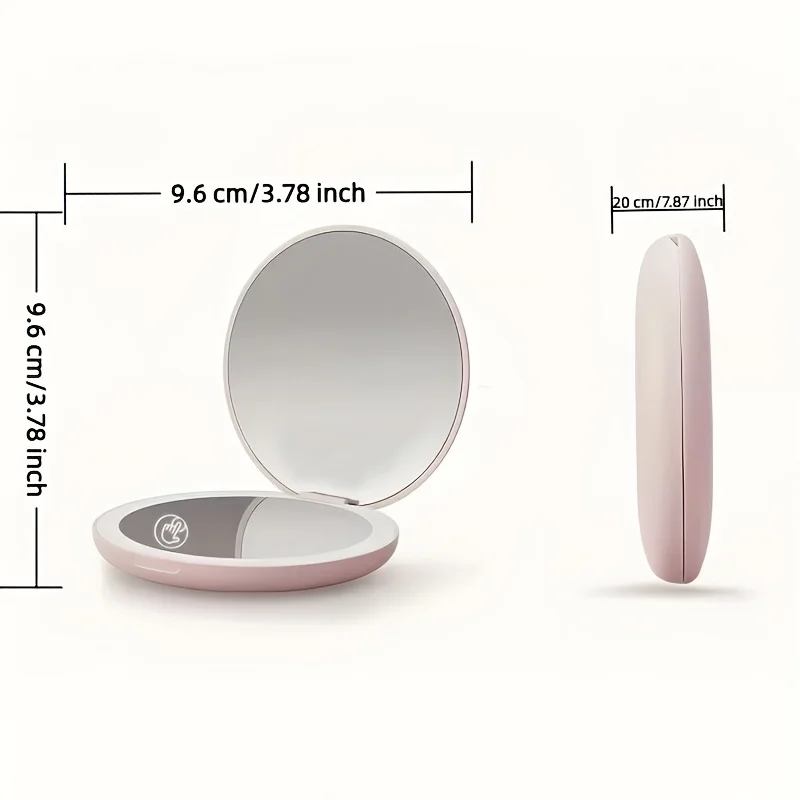 1 stuk 5x dubbelzijdige ronde make-upspiegel met led-driekleurige verlichting met USB-oplaadkabel, voldoen aan verschillende scènes, ideaal voor make-up, touch-up, huidverzorging, reinigende poriën, aanraakbaar om de kaptafel vast te houden, perfect cadeau voor vrouwelijke vrienden