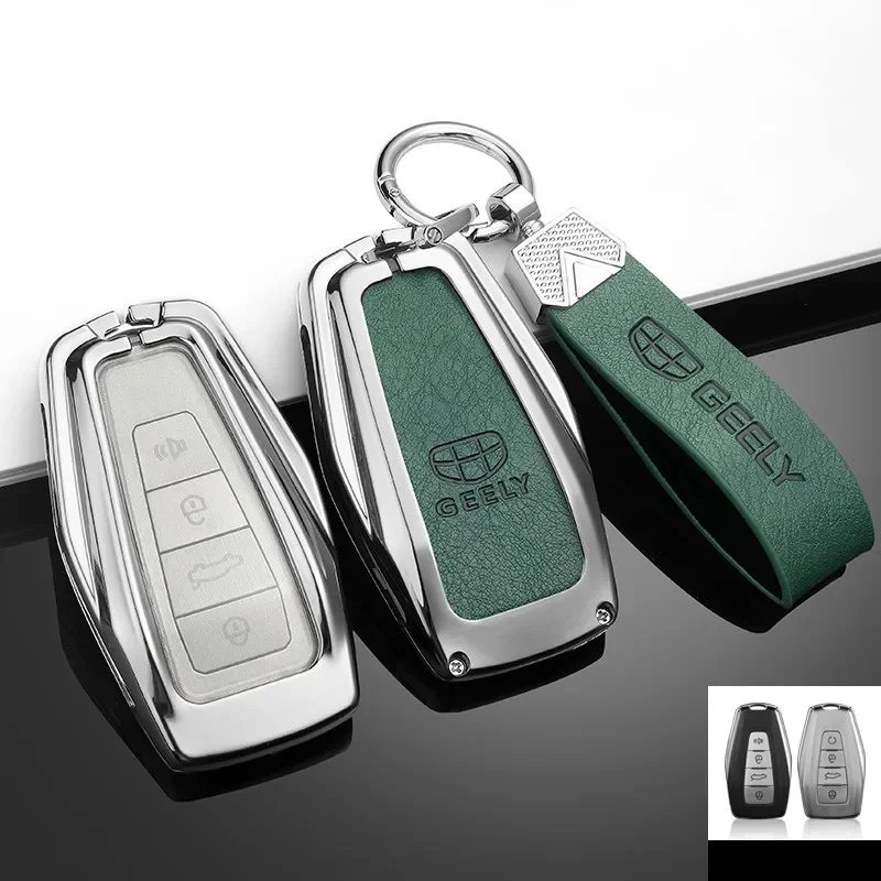 

Car Accessories For Geely Emgrand X7 EX7 Coolray Atlas Boyue NL3 SUV GT GC9 Borui Leather Zinc Alloy Remote Key Case Full Cover