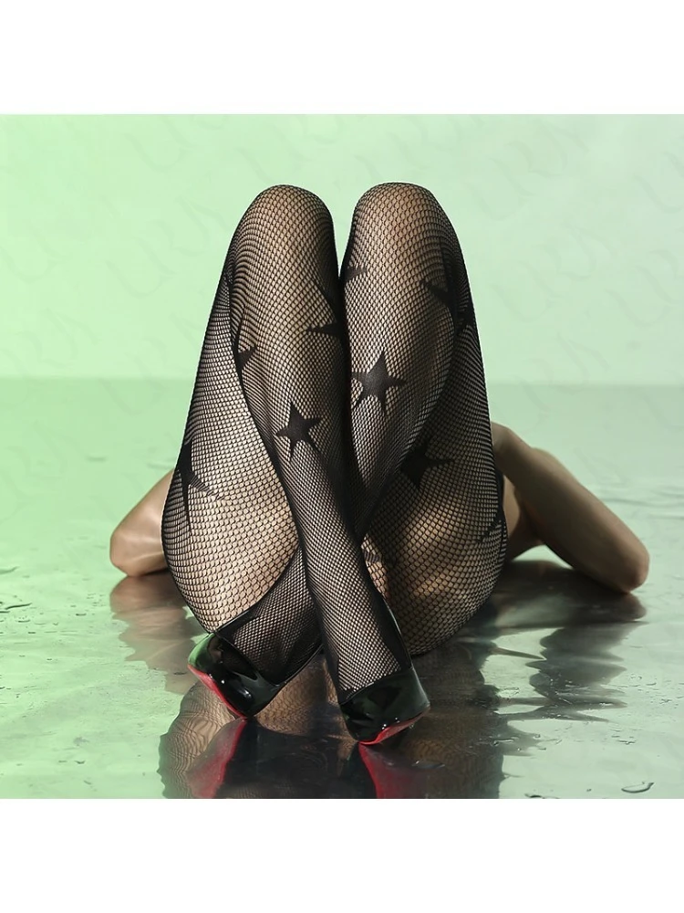 Modische Gothic-Stern-Design Netzstrümpfe für Damen, Sommer-Dünne Anti-Pilling Japanischer Y2K-Stil Netzstrumpfhose – Detail 20