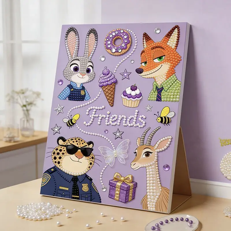 ديزني زوتوبيا اللؤلؤ اللوحة جودي نيك الإجهاد الإغاثة شفاء لغز الفن غرفة المعيشة ديكور غرفة نوم اللوحة اليدوية DIY هدية