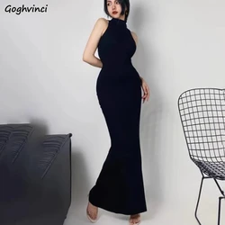 Abiti donna Slim Solid Sexy moda coreana collo mezzo alto abiti alla caviglia classico popolare abbigliamento femminile estate Y2k