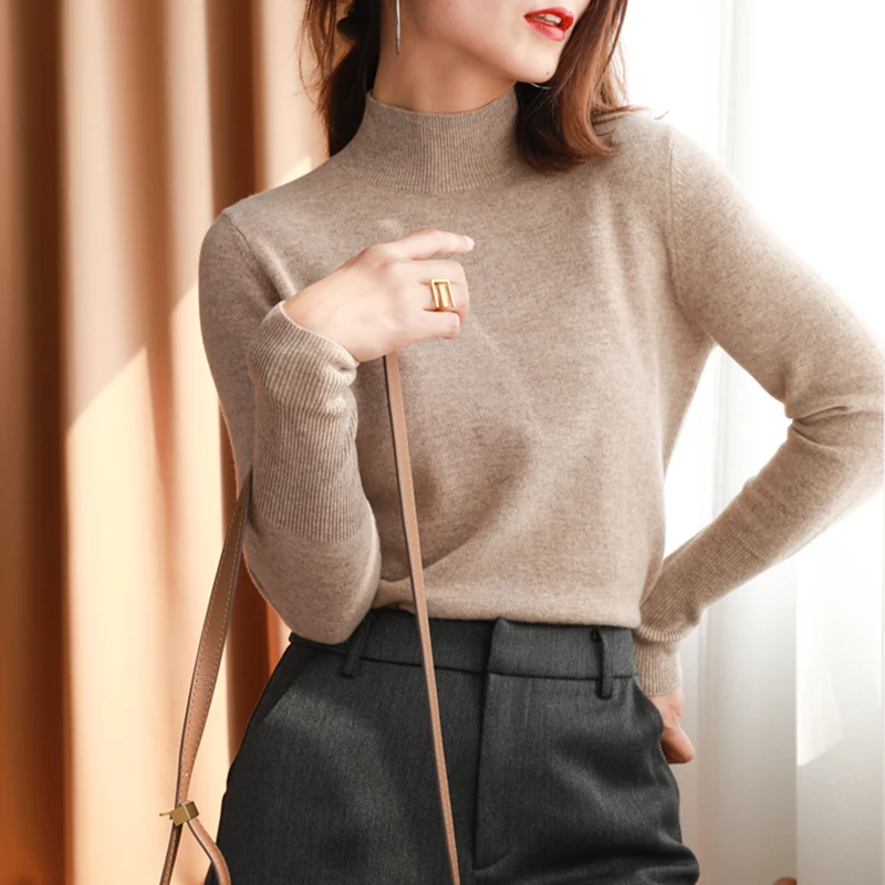 2024 autumn winter chic bottom sweaters women fashion turtleneck pullover slim long sleeve knitted Jumper Soft Warm Pull Femme