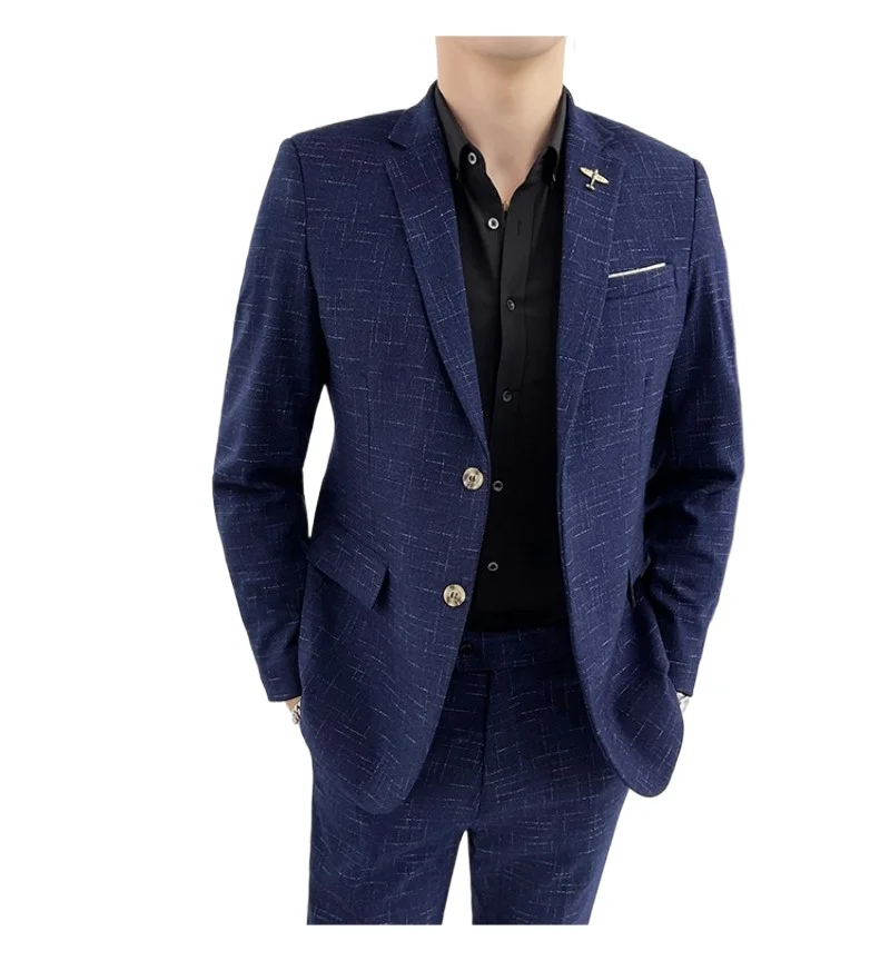 Costume pour hommes, mode Banquet, amincissant, rayé, chanteur de danse, tendance, hôte décontracté, robe de Banquet de mariage, costume de Performance étoile masculine