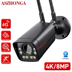 Caméra de surveillance extérieure HD 8MP, 4G, Wi-Fi, vision nocturne, n'aime optique 5X, détection humaine, protection de sécurité