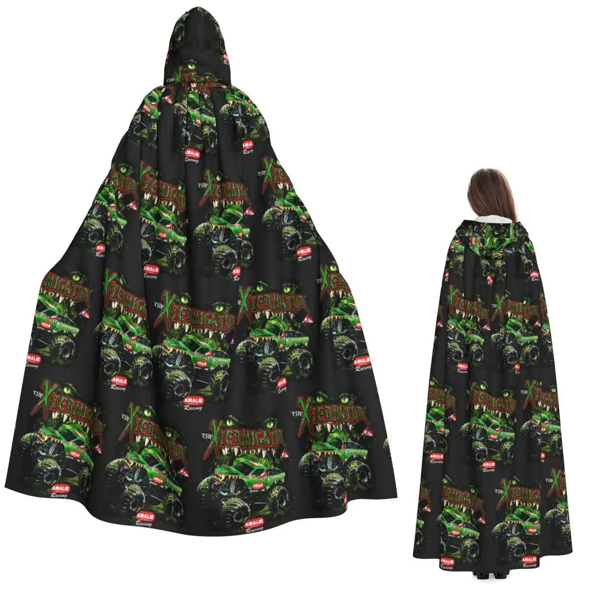 

Классический длинный плащ с капюшоном Monster Jam Truck, средневековый костюм ведьмы, накидка для косплея, Хэллоуин, вампир, для взрослых, унисекс