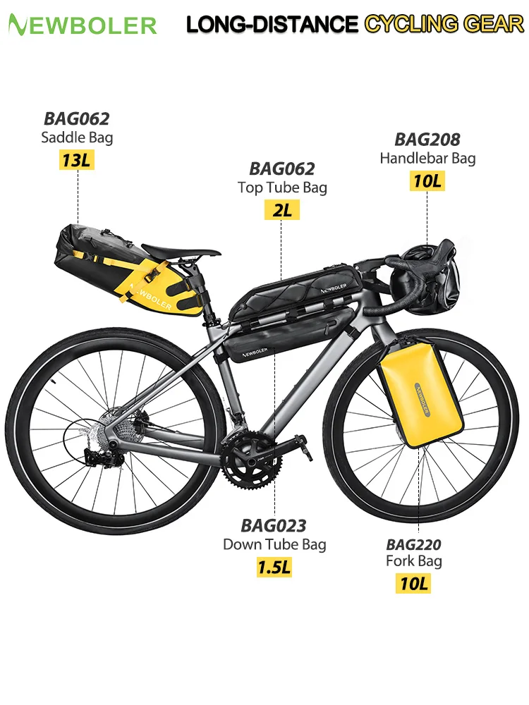 AliExpress NEWBOLER Waterproof Bikepacking Bag Set Bicycle Travel Bag For Gravel Bike Road Bike Long-Distance Touring Cycling Accessories