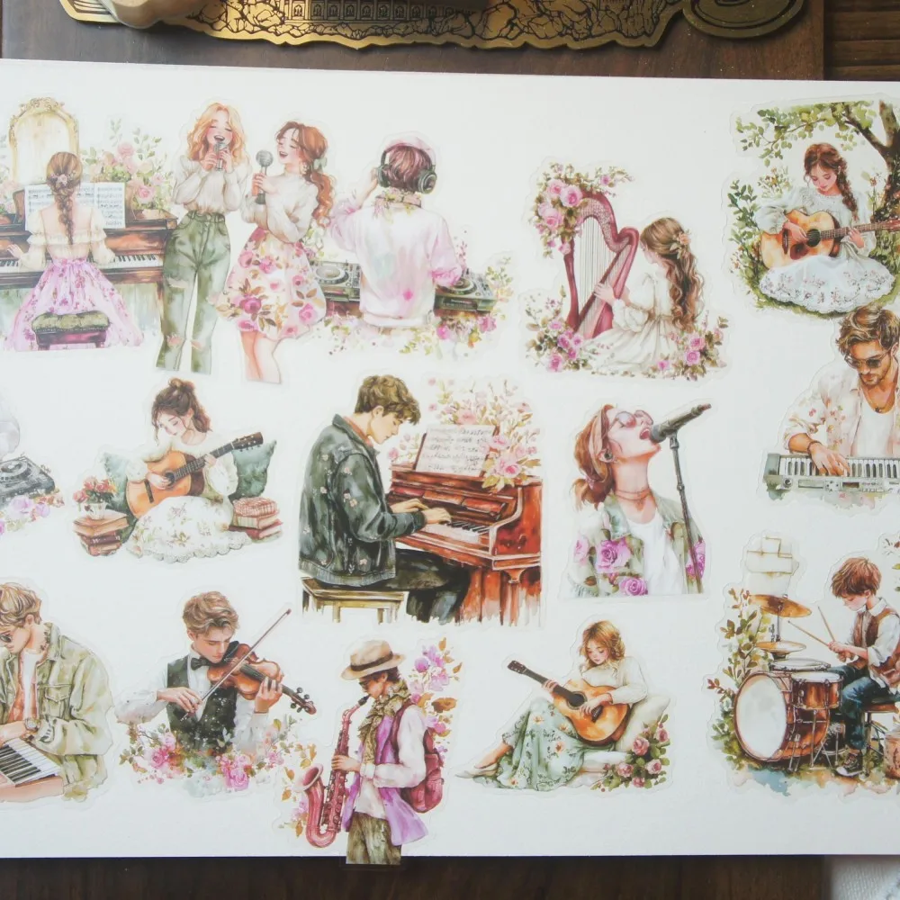 

15 Pcs Ideal Career in Hand Drawing Design Pvc Sticker Gift Tag Decoration Scrapbooking DIY Sticker