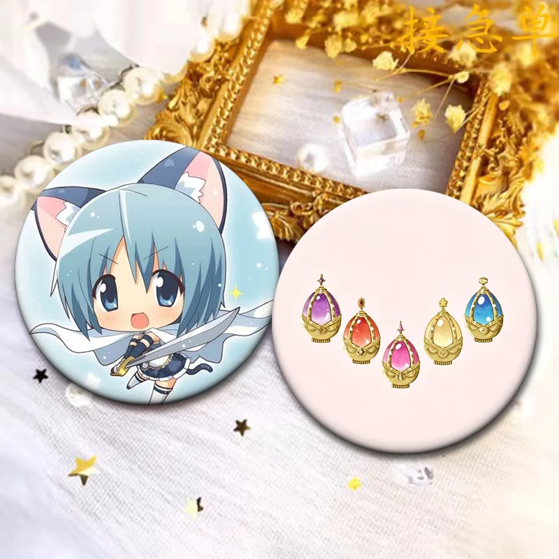 Kaname Madoka,Miki Sayaka Anime Brooches Round Pins Akemi Homura,Tomoe Mami,Sakura Kyouko Badge Bag Accessories Jewelry Gifts