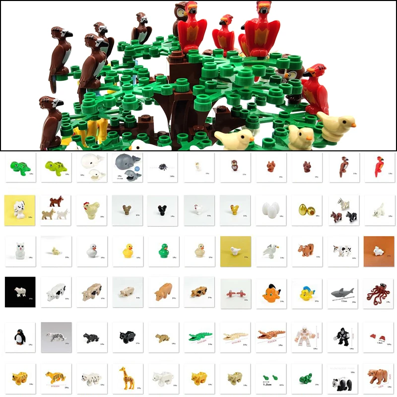 Animal MOC Series Building Blocks Parts Parrot Eagle Bricks Toy Marine Life Whale Octopus Lion Leopard Tiger Bear Chicken Duck