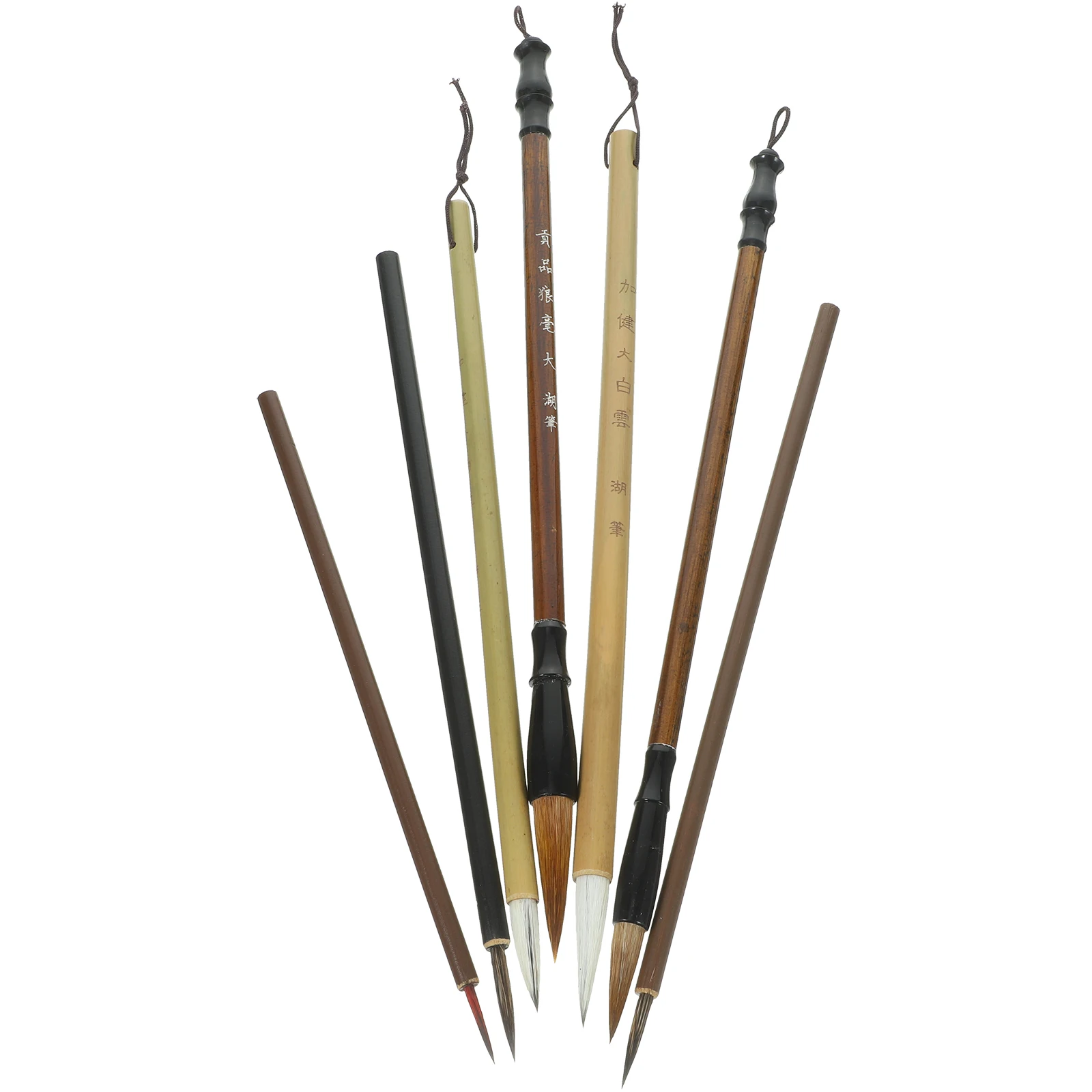 

7 Pcs Chinese Calligraphy Brush Beginners Wood Handle Artist Supplies Sumi Brushes Traditional Ink Pens