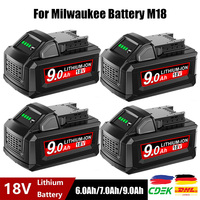 Milwaukee Battery M18 18V 6.0Ah 7.0Ah 9.0Ah Replacement Lithium Battery for Milwaukee M18 48-11-1815 48-11-1850 2604-22 Battery