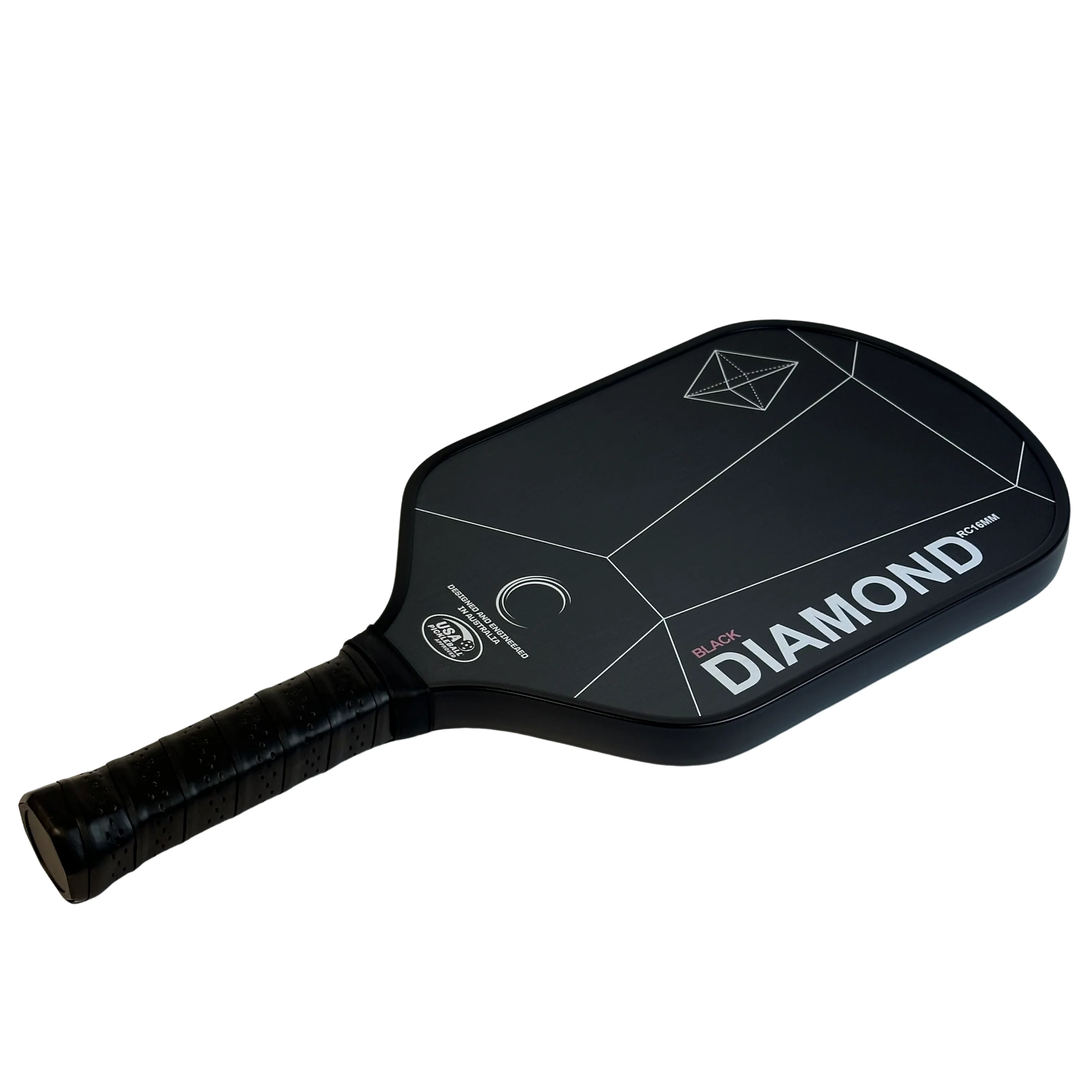 BLACK DIAMOND Carbon Fiber Pickleball Paddle Raw Carbon Surface 16MM Polymer Honeycomb Core Elongated Handle Comfort Grip