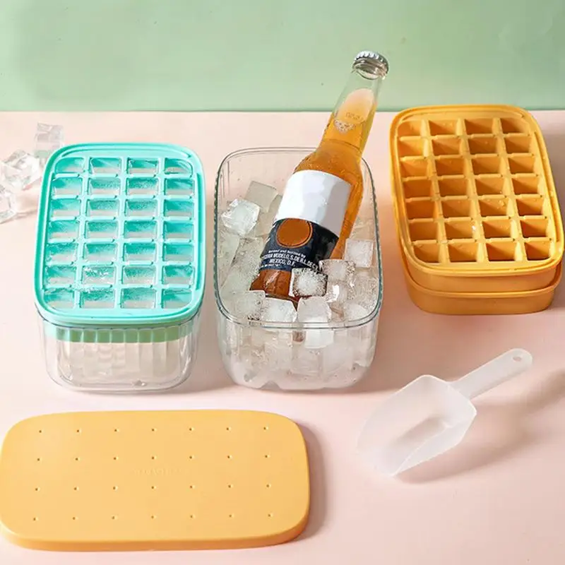 Ice Tray Mold Ice Storage Box Ice Tray Ice Cube Mold Household Square Ice-making Container Ice Storage Box Frozen Ice Container