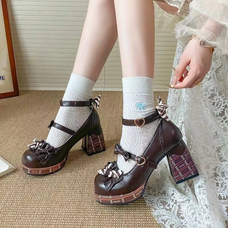 

Женские туфли-лодочки с круглым носком, удобной стелькой из искусственной кожи, на резиновой подошве, в стиле Лолита, на тонком каблуке, сабо, новые женские туфли