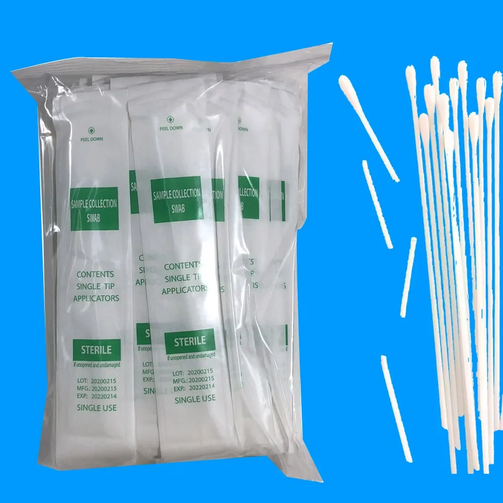 500pcs 15cm Disposable Laboratory Pet Sampling Swab, Polyester Fiber Head, PS Breakable Rod