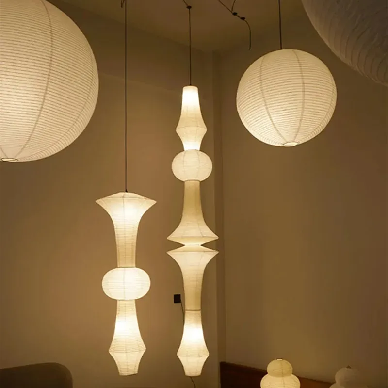 Japanese Designer Pendant Lights Xuan Paper Lampshade Living Room Restaurant Staircase Homestay