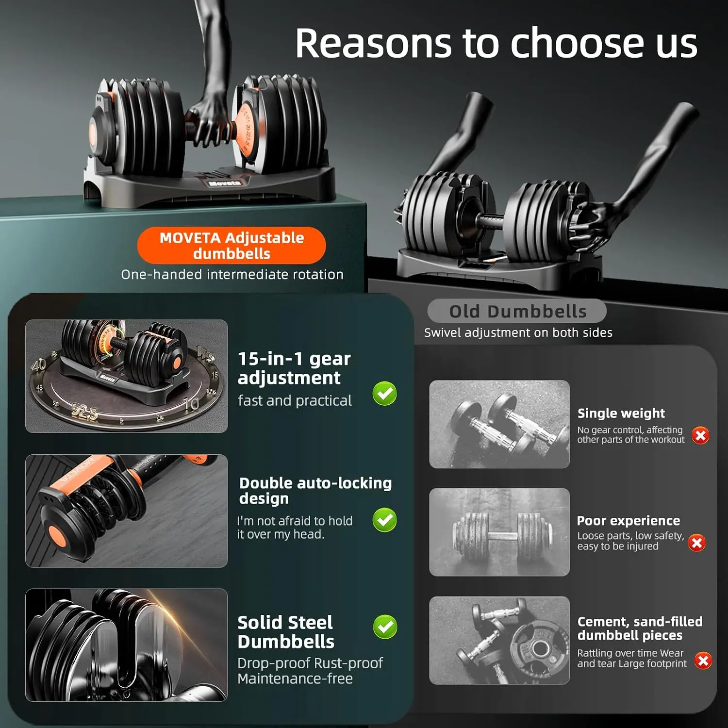 Pair Adjustable Dumbbells Free Weights Exercise Equipment