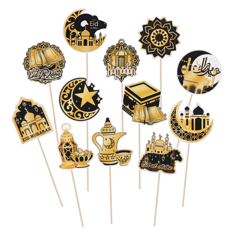 36/12 قطعة عيد مبارك قطاعات الكب كيك رمضان كريم القمر ستار مسجد كعكة الحلوى لتقوم بها بنفسك الديكور الإسلامية مسلم حفلة الخبز أداة