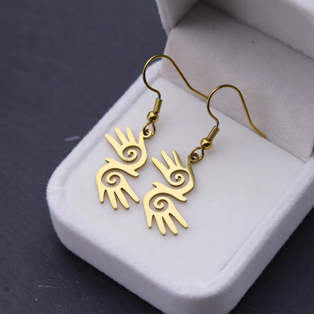 Chandler Stainless Steel Swirl Hand Dangle Earrings - Artistic Openwork Jewelry, Chic Gift for Women Daily & Party Wear