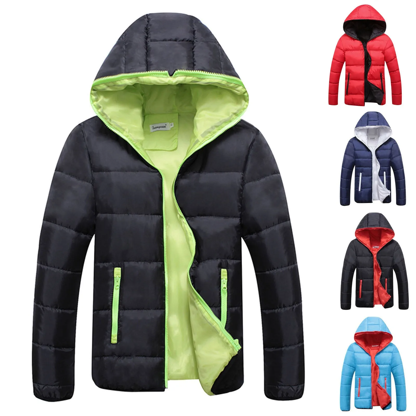 Men\'s Parka Winter Coat Zipper Warm Cotton Coat Casual Hooded Down Jacket Casual Puffer Jacket Streetwear Куртка Мужская Зимняя