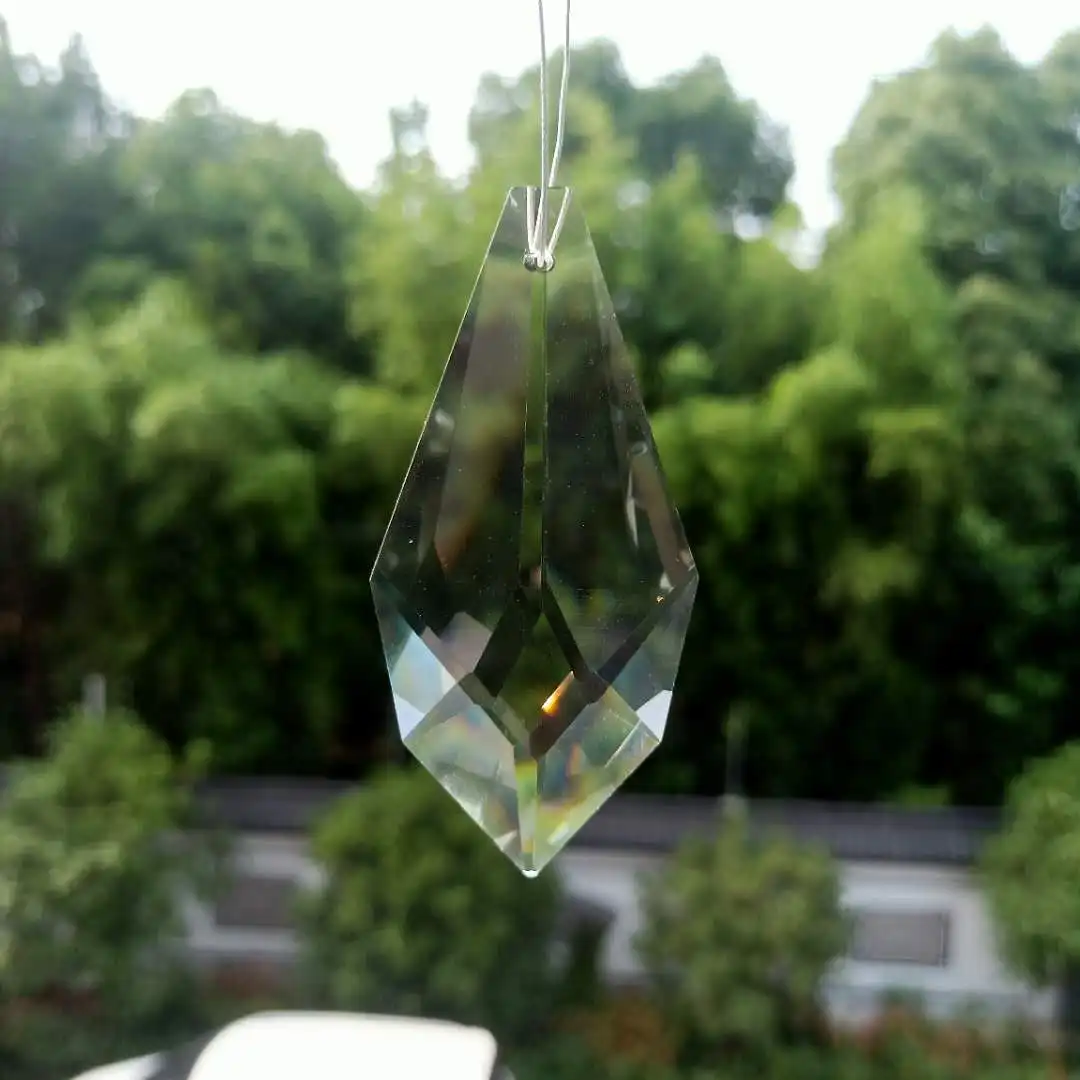 75MM Clear Laser Arrowhead Faceted Prism Glass Crystals for Hanging Lamps Curtain Chandelier Hanging Parts Sun Catcher Supplies