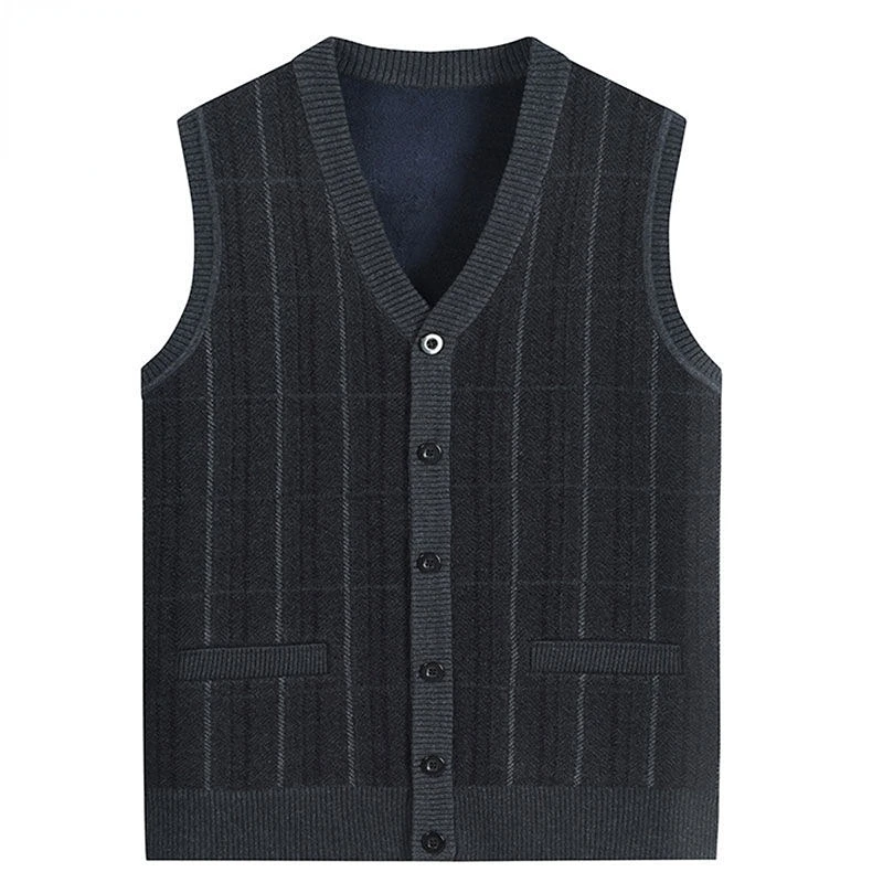 

2024 Top Grade New Autumn Fashion Brand Knit Cardigan Sweater Vest Men Warm Winter Woolen Sleeveless Casual Male Clothes P31