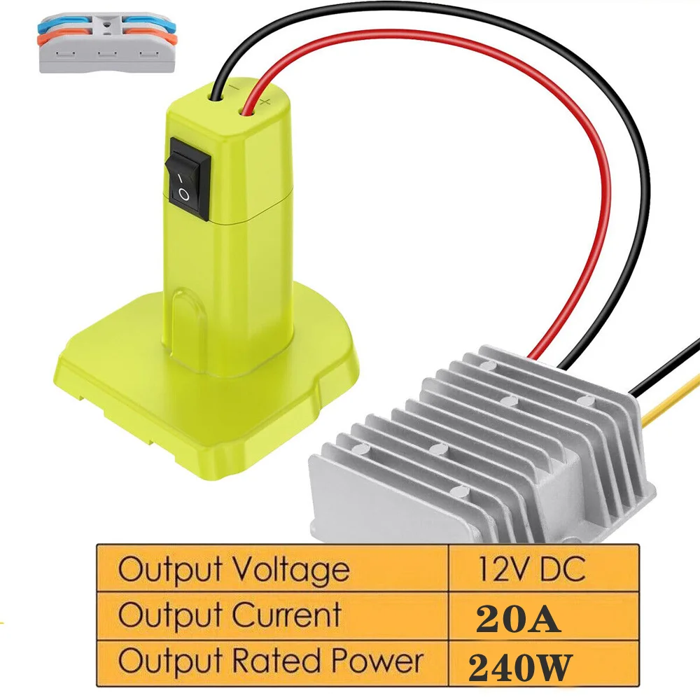 

DC 18V to DC 12V 20A 240W Step Down Converter Adapter For Ryobi with Switch DIY Adapter Automatic Buck Boost Voltage Regulator