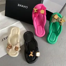 2023 estate nuove pantofole da donna Bowknot piattaforma bagno interno infradito antiscivolo sandali Casual da spiaggia femminile scarpe Pantuflas