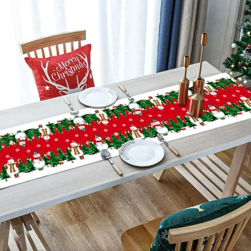 Christmas Table Flag Decoration Home Kitchen Imitation Linen Tablecloth Table Flag