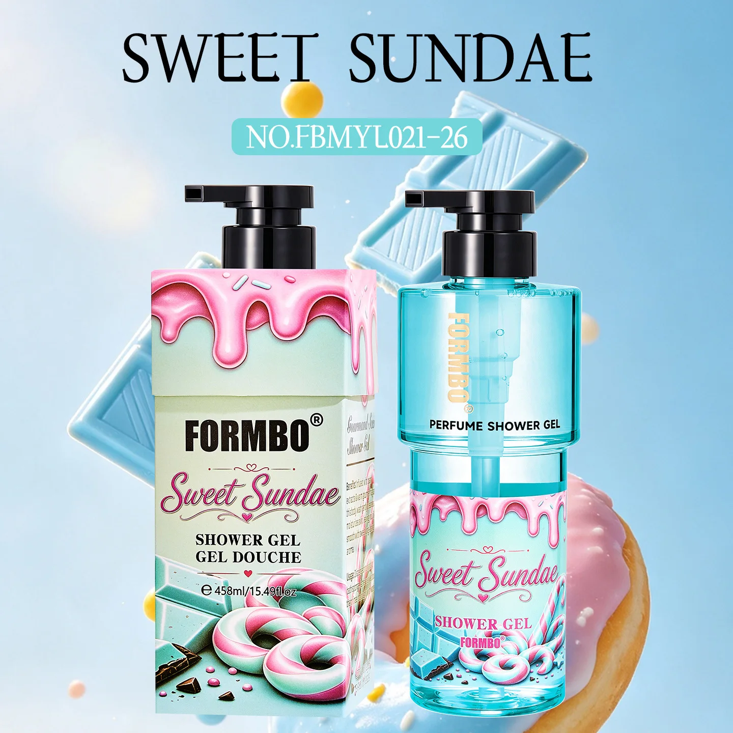 458ML Scented Full Body Wash,Sweet Dessert Gourmet Fragrance Shower Gel,Mild Cleansing,Long‑Lasting Moisturizing Refreshing