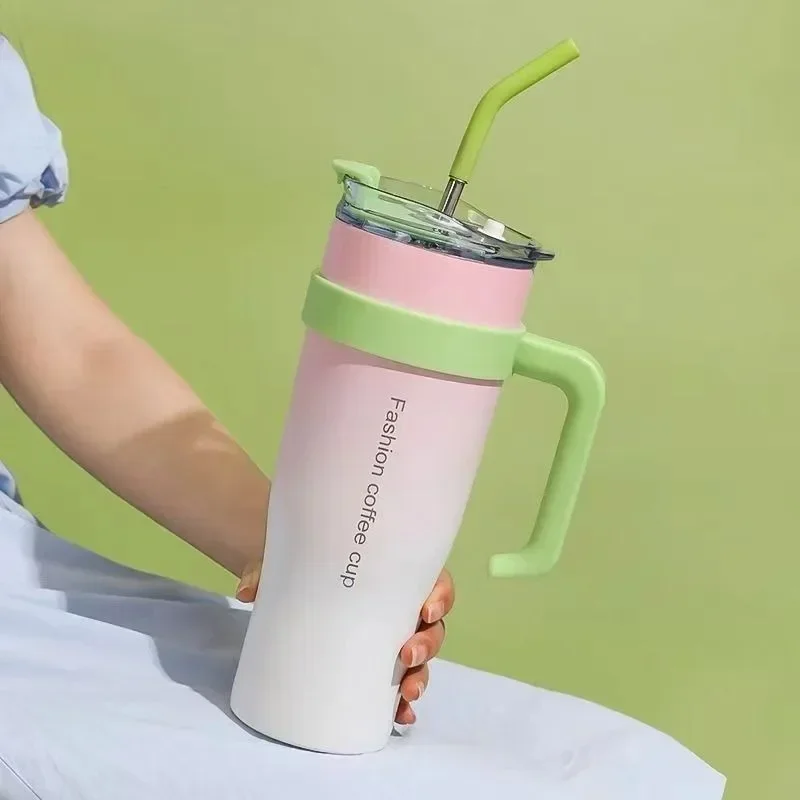 Stainless Steel Vacuum Straw Cup with Lids Home Outdoor Drinkware Water Bottle Portable Mugs Coffee Cups Juice Milk Thermos Cup