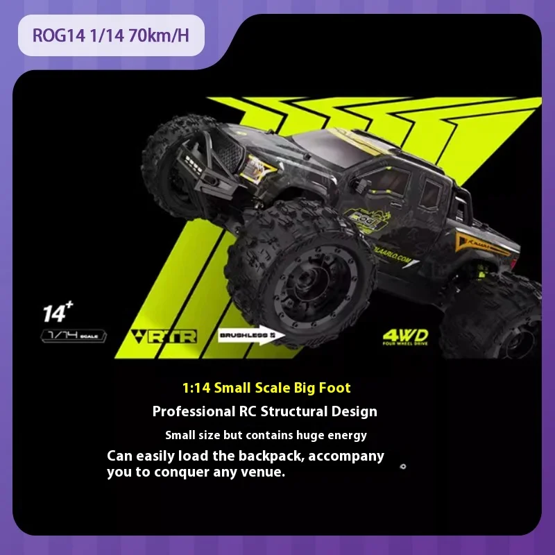 

ROG14 1/14 Радиоуправляемый автомобиль 70 км/ч 4wd Автомобиль с дистанционным управлением Профессиональный уровень Электрический высокоскоростной внедорожник Детская и игрушка для взрослых