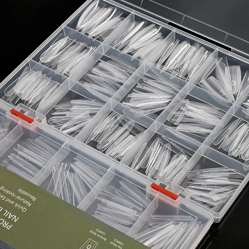 240 قطعة أشكال الأظافر المزدوجة اللوز تمديد جيل للأظافر أشكال الأظافر غطاء كامل قابلة لإعادة الاستخدام قوالب الأظافر ل هلام الأظافر الصلبة الغراء مسمار الفن