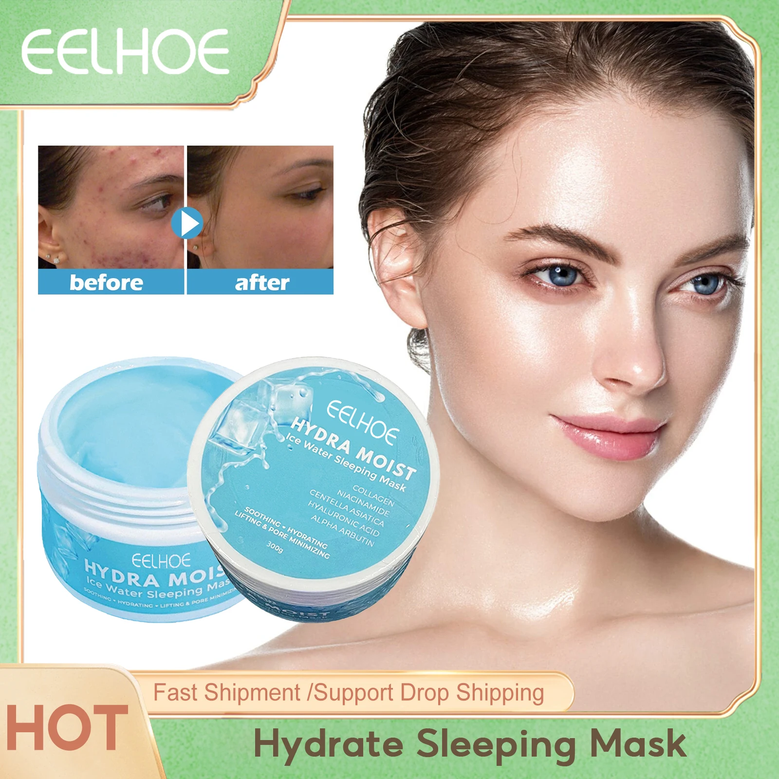 

EELHOE Hydrating Sleeping Mask Acne Remover Wrinkle Smoothing Face Brightening Mask Moisturizing Dry Skin Pores Shrinking Care