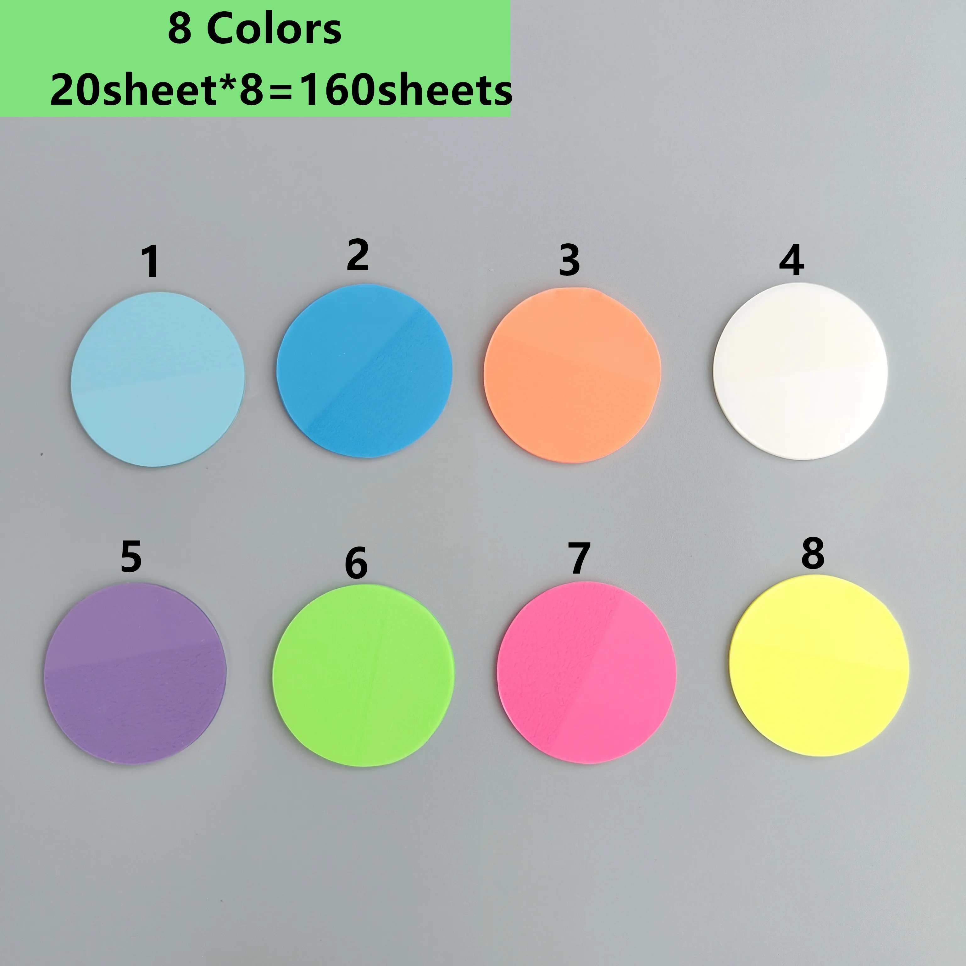 Bloc de notas adhesivas circulares transparentes impermeables, 8 colores, diario, papelería para estudiantes, suministros de oficina, 160 hojas