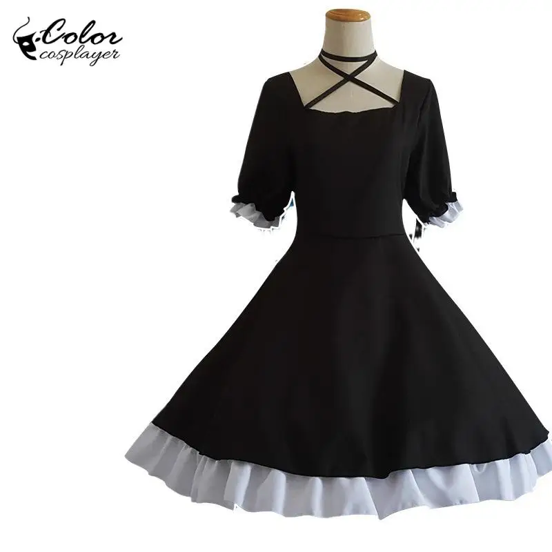 

Color Cosplayer Kagari Dress Anime Cosplay Costume Black Short Sleeve Dress Cartoon Comic-Con Game Role Outfit Festival Clothing