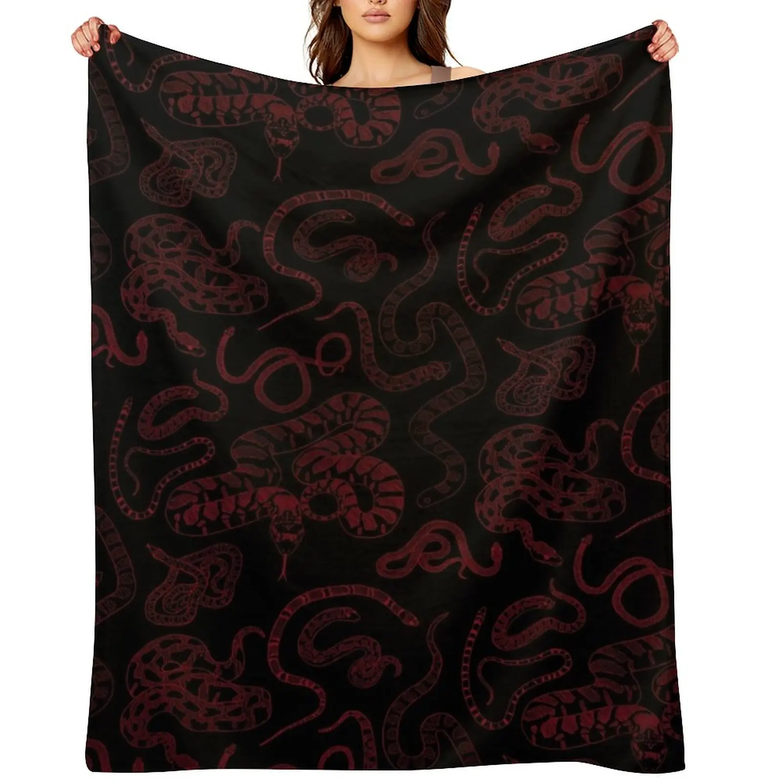 Big Red Ink on Black Household Snake Pattern Throw Blanket Polar Extra Large Throw Bed covers Tourist Luxury Throw Blankets