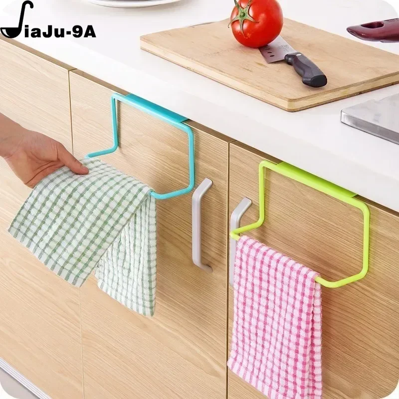 Multi-purpose Kitchen Cabinet Door Back Plastic Towel Holder Dishcloth Hanger Rack