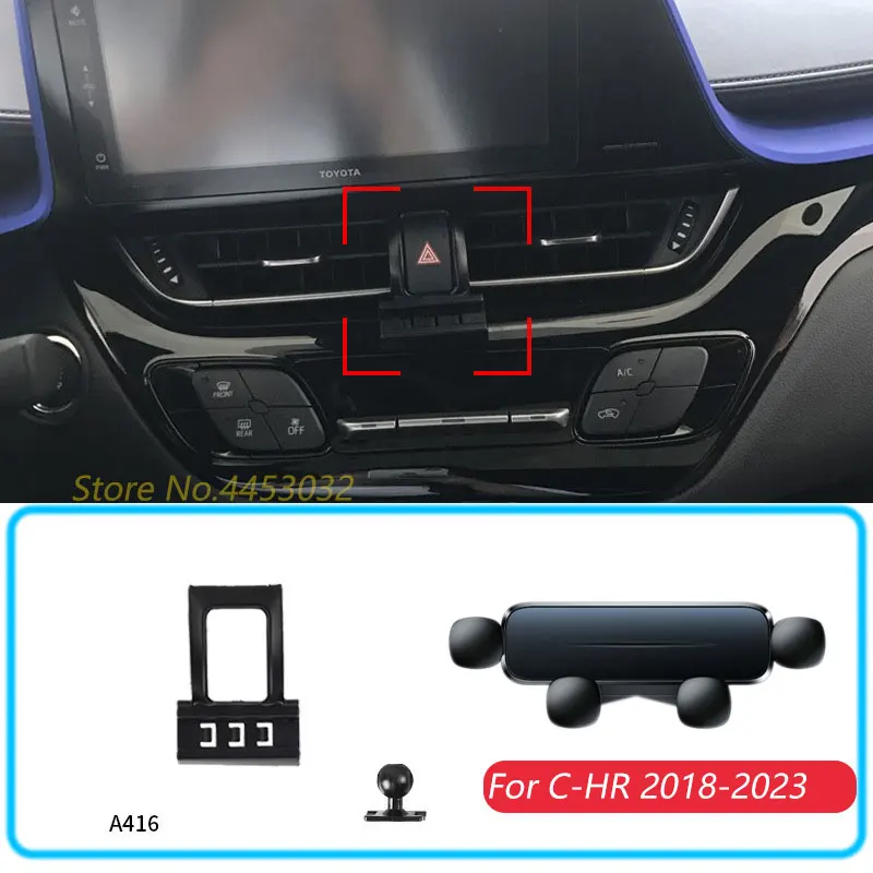 Car Phone Holder For Toyota C HR CHR 2018-2023 Gravity Stand Mount Support Horizontal GPS Mobile Bracket Accessories With A Base