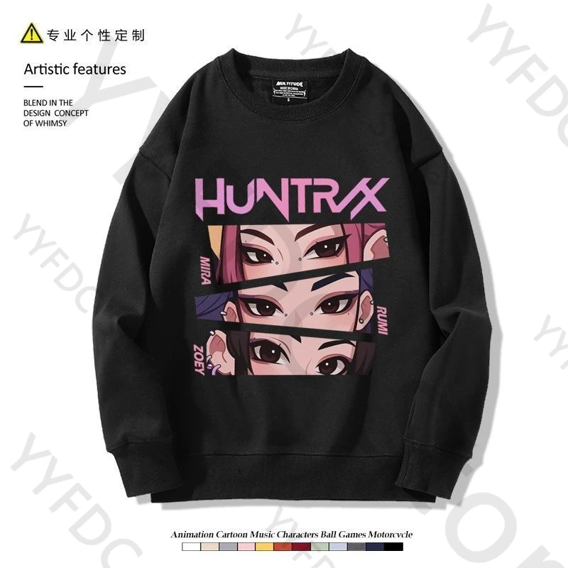 Sweat à Capuche Kpop Pour Fille - Style Hunters, Manches Longues, Imprimé Anime Décontracté
