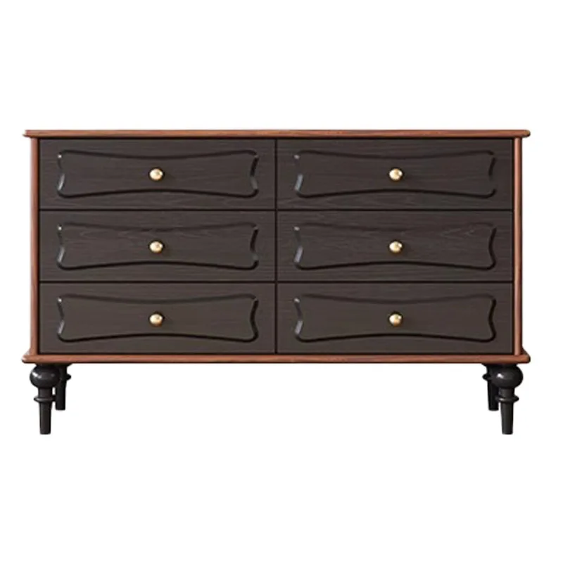 

French retro dining side entrance solid wood two-color drawer storage cabinet, bedroom light luxury multi-layer chest cabinet