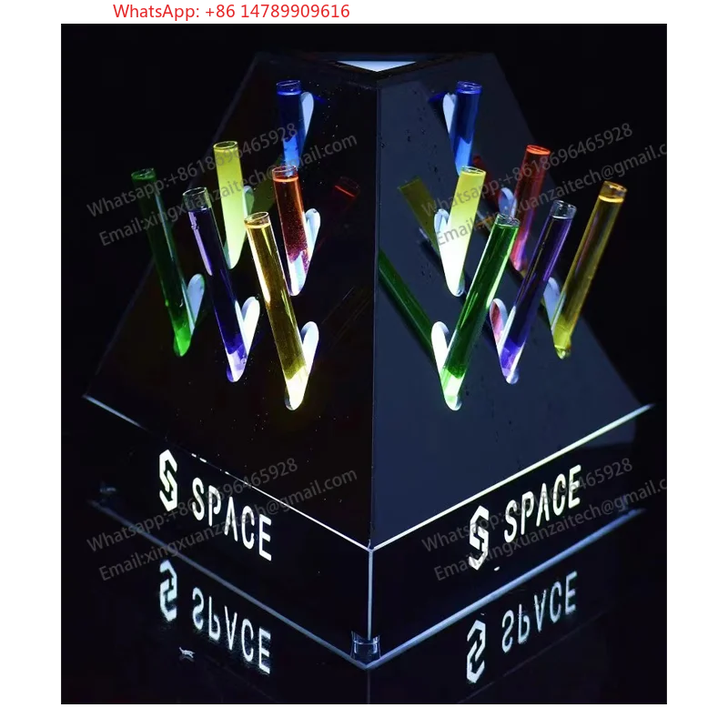 

High-End Bespoke LED Bottle Display RackCustomized Logo LED Acrylic Shot Glass Flight Tray Display Stand For Nightclub
